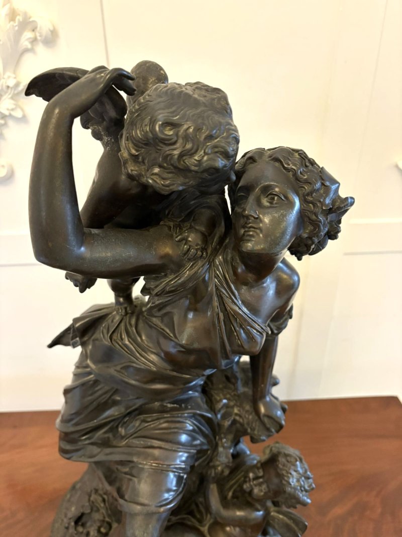 Superb Antique 19th Century Bronze Sculpture by Renowned French Sculptor Auguste Moreau “L’amour Maternel” (Motherly Love)